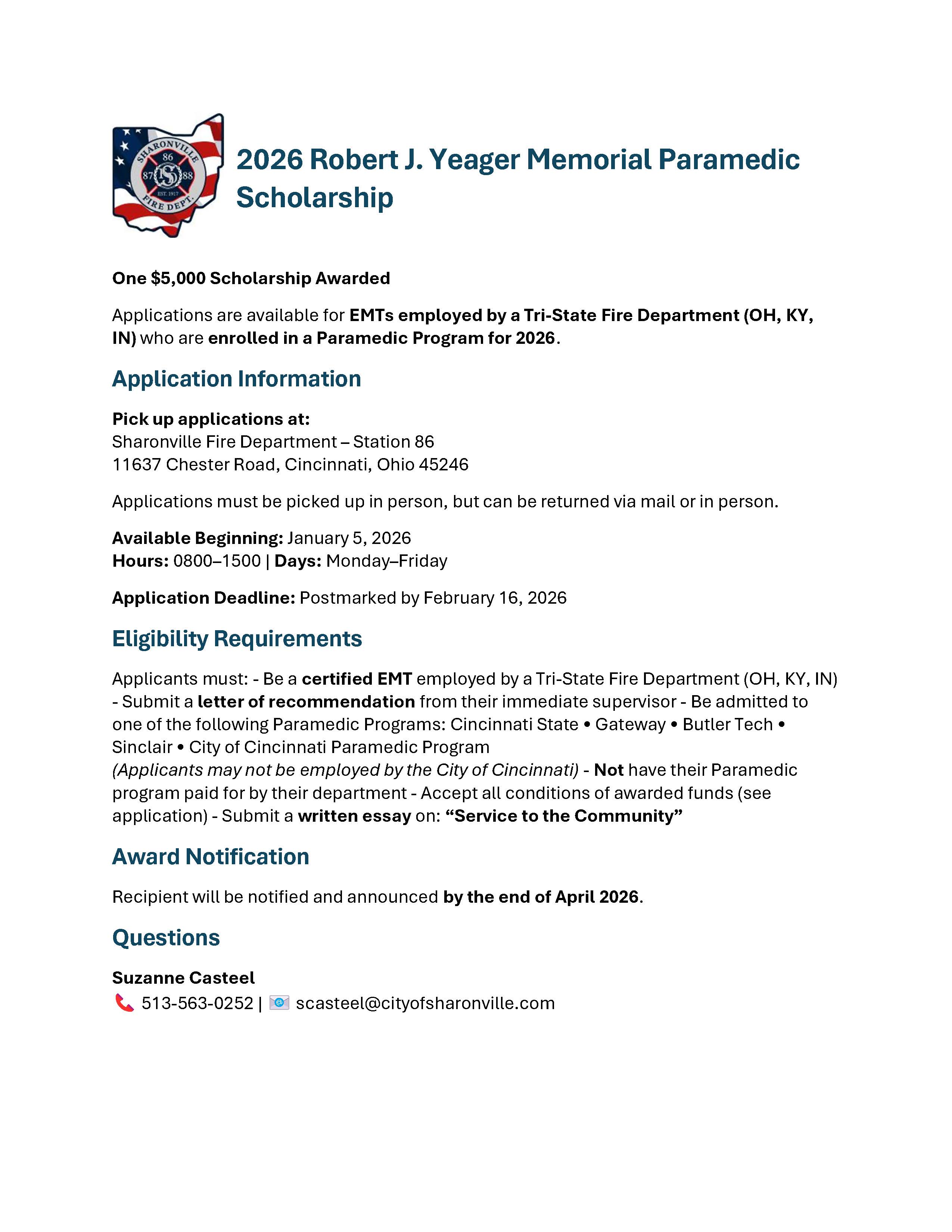 Paramedic Scholarship 2026